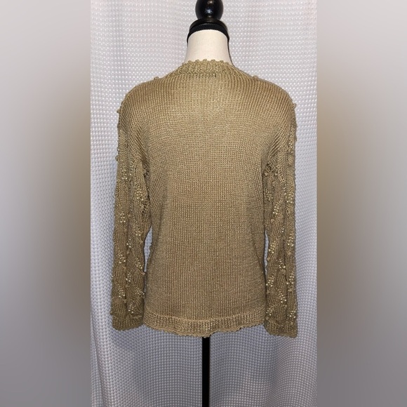 Women’s MAGNOLIA tan vintage pearls beaded knitted cardigan‎ pearls Size small - Picture 11 of 12